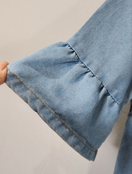 Blue Tiered Ruffled Mini Sundress with Mandarin Collar - Picture 2 of 9